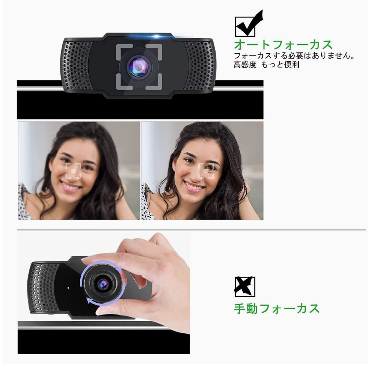 Webカメラ HD 1080P ウェブカメラ PC カメラ USBカメラ 在宅勤務 ビデオ通話/会議 ネット授業 自動光補正