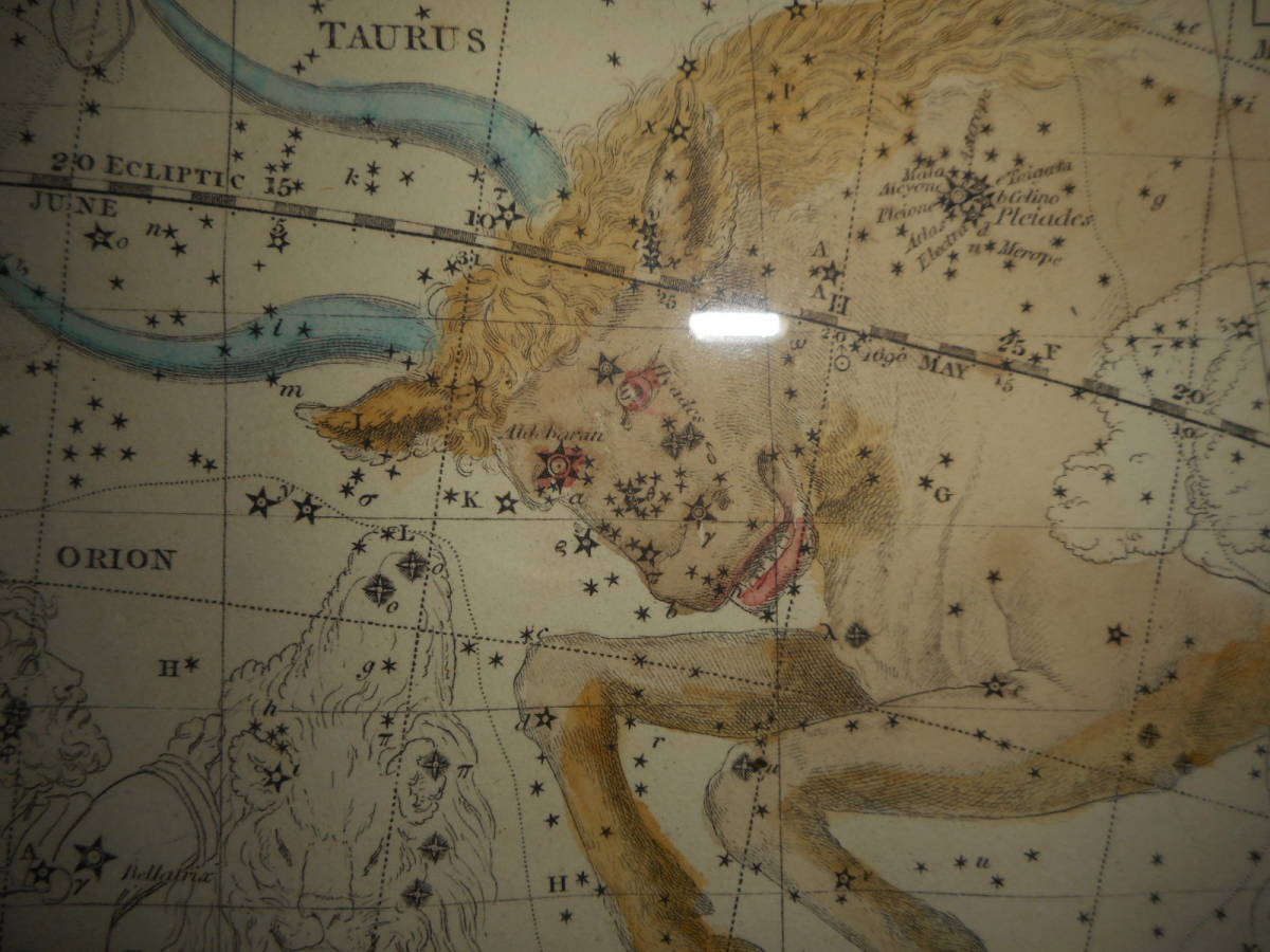 即決アンティーク天文、星座早見盤、銅版画、星図、1822年『ジェミソンー星図牡牛座、オリオン座』Star map, Planisphere, Celestial atlas - 天文、宇宙 即決アンティーク天文、星座早見盤、銅版画、星図、1822年『ジェミソンー星図牡牛座、オリオン座』Star map, Planisphere, Celestial atlas - 天文、宇宙