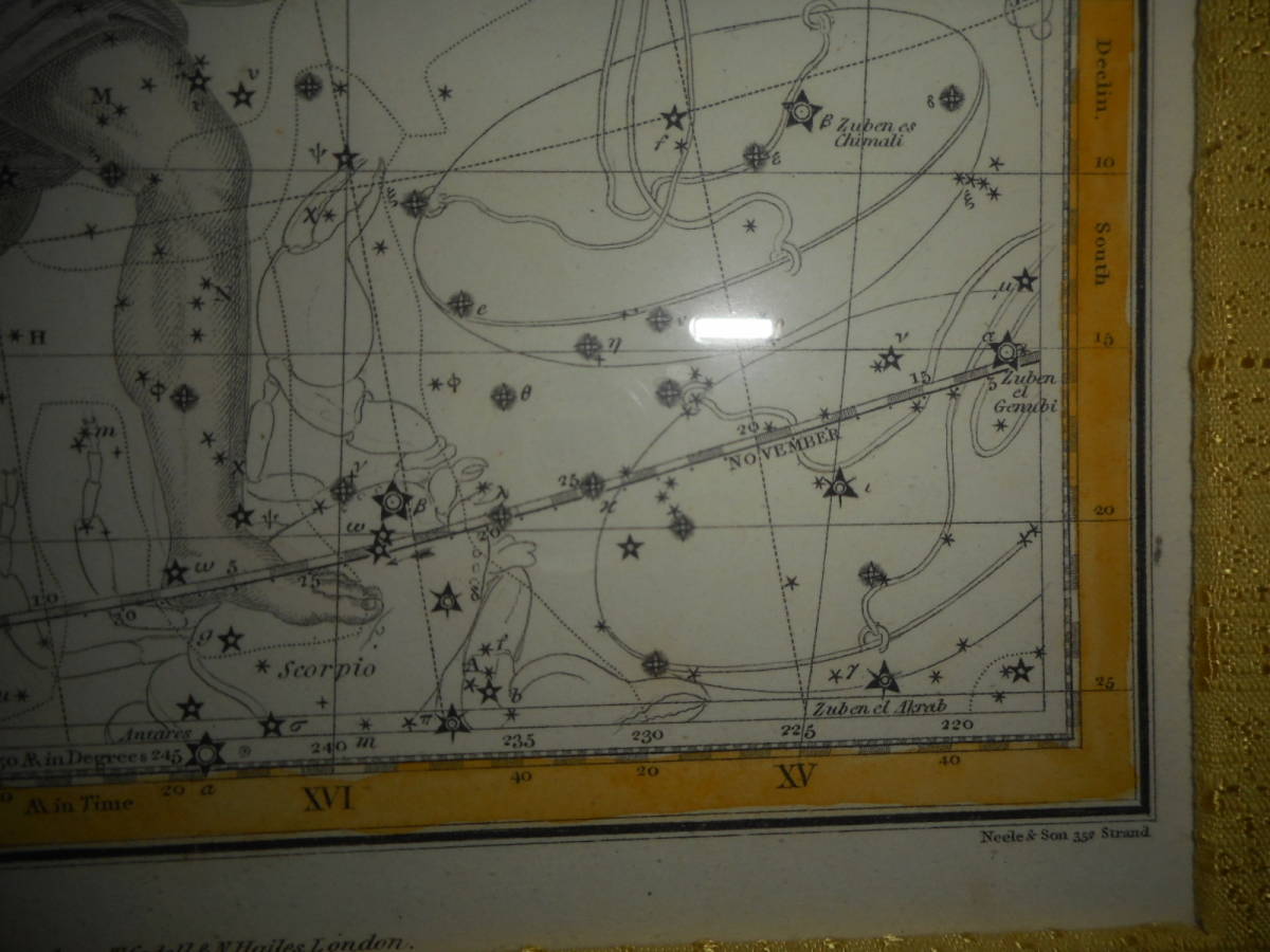 アンティーク、天文、天体、星座早見盤、銅版画、星図、1822年 アンティーク、天文、天体、星座早見盤、銅版画、星図、1822年