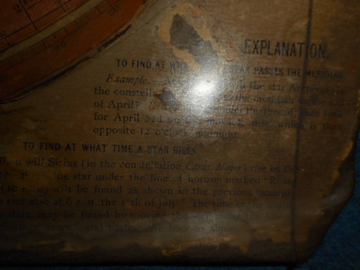 アンティーク、天球図、天文、星座早見盤、、星図、星座図絵1892年『超大型プール兄弟星座早見盤』Star map, Planisphere, Celestial atlas_画像4