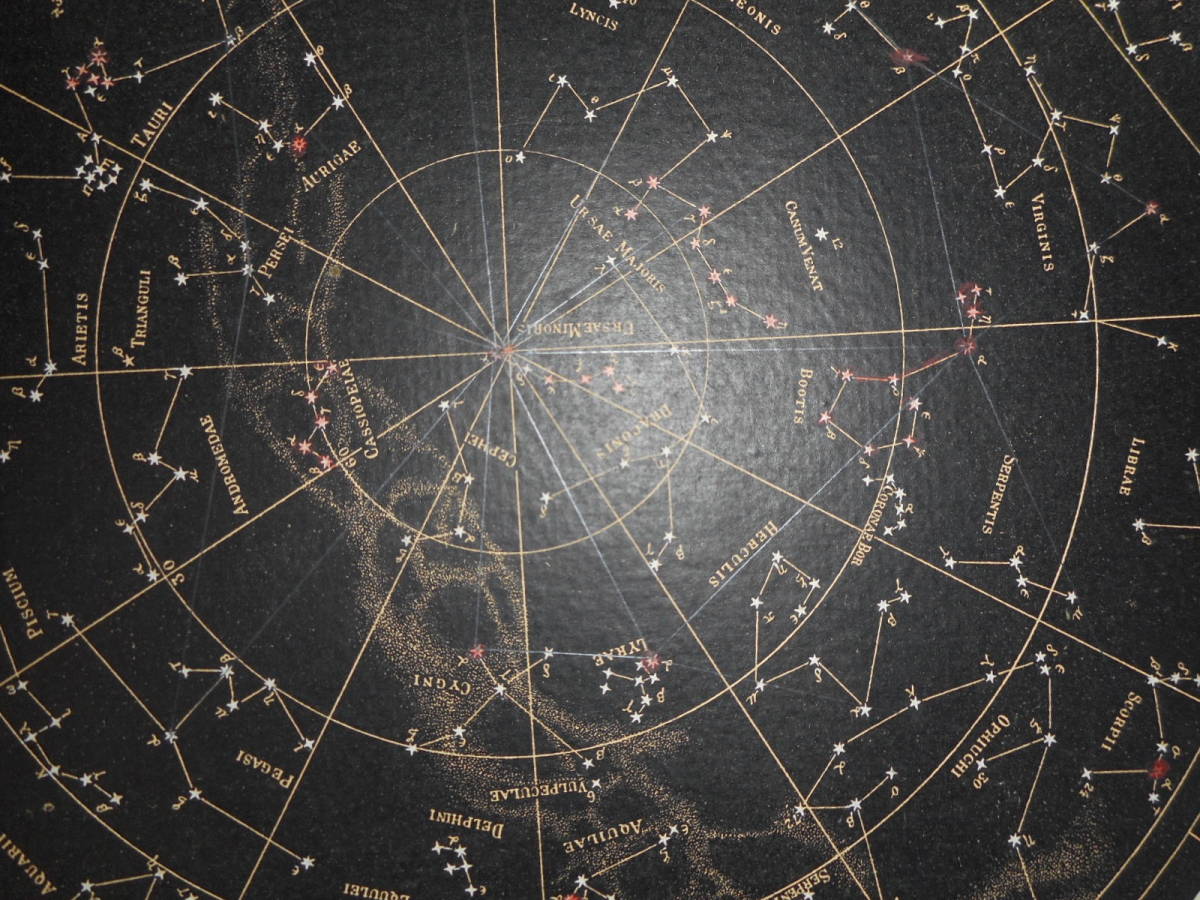 即決1923(大正12）年『商船大学星座早見盤両半球2盤』アンティーク、天球図、天文、星図、星座図絵Star map, Planisphere, Celestial atlas