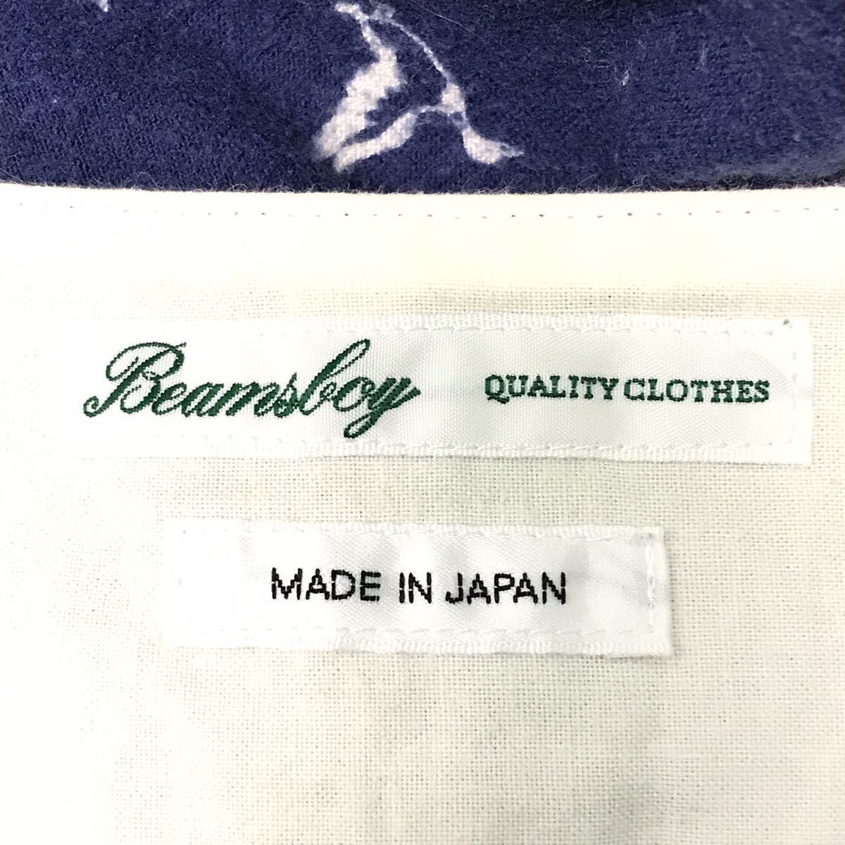 C5517◆BEAMS BOY ビームスボーイ◆ L位 チュニック ネイビー レディース 綿100% 日本製 トップス 長袖 シャツ ワンピース カワイイ /ii_画像9