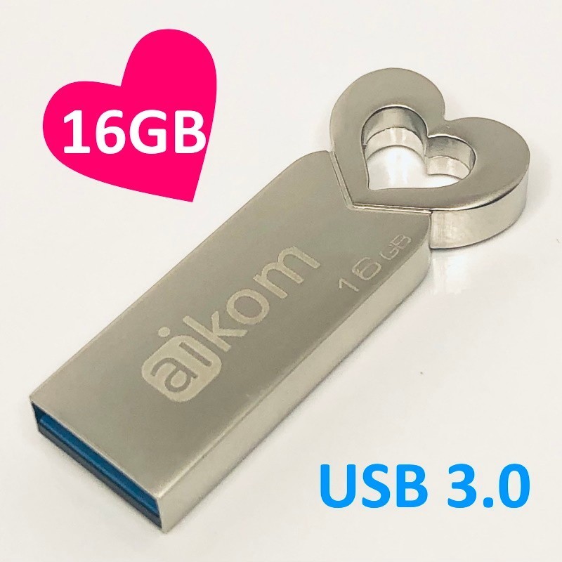 USBメモリ ハートモチーブUSB3.0フラッシュメモリー 16GB シルバー