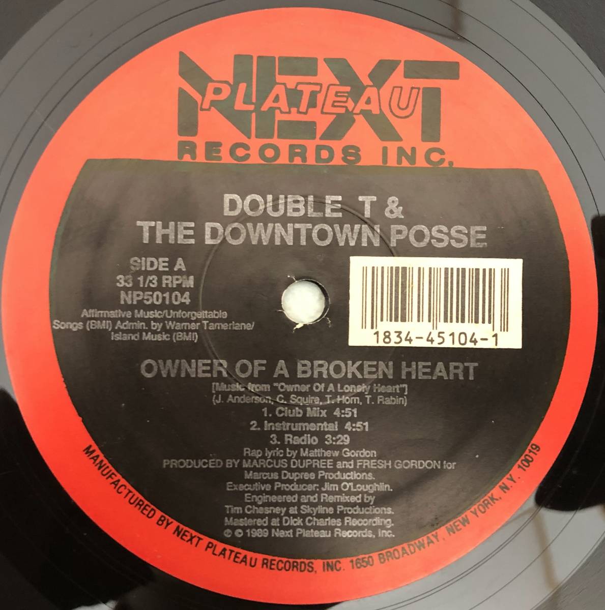 OLD MIDDLE 放出中 / DOUBLE T & THE DOWNTOWN POSSE / OWNER OF A BROKEN HEART / THE WOMAN OF MY DREAMS / 1989 HIPHOP_画像1