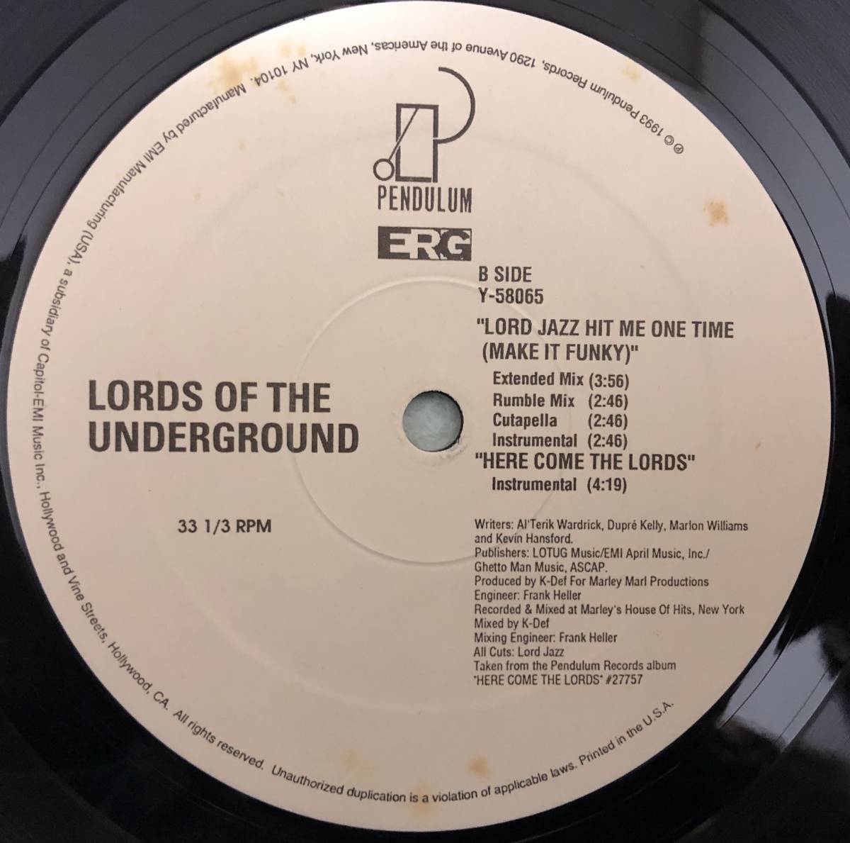 OLD MIDDLE 放出中 / LORDS OF THE UNDERGROUND / HERE COME THE LORDS / LORD JAZZ HIT ME ONE TIME / 1993 HIPHOP ORIGINAL_画像2