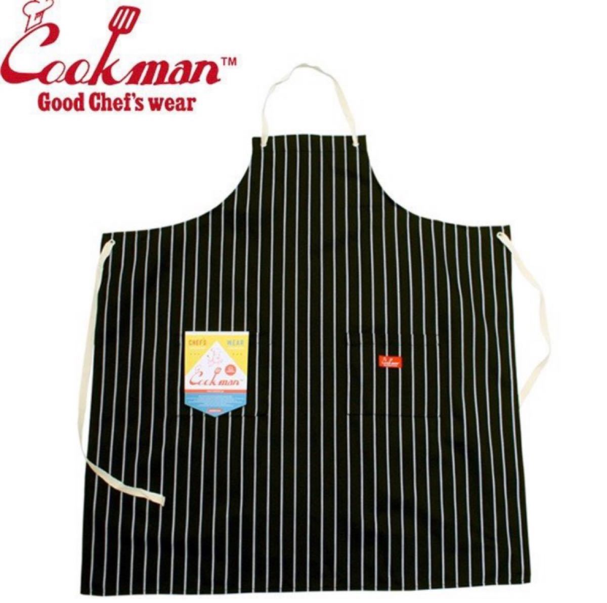 クックマン　ロング　エプロン　ブラック　ストライプ　COOKMAN LONG APRON STRIPE BLACK  ストライプ 