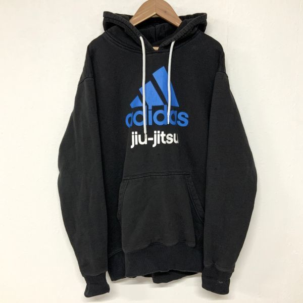 抜群なシルエット adidas アディダス ビッグパフォーマンスロゴ ビッグサイズパーカー メンズ 大きいサイズ XL ブラック ブルー_画像1