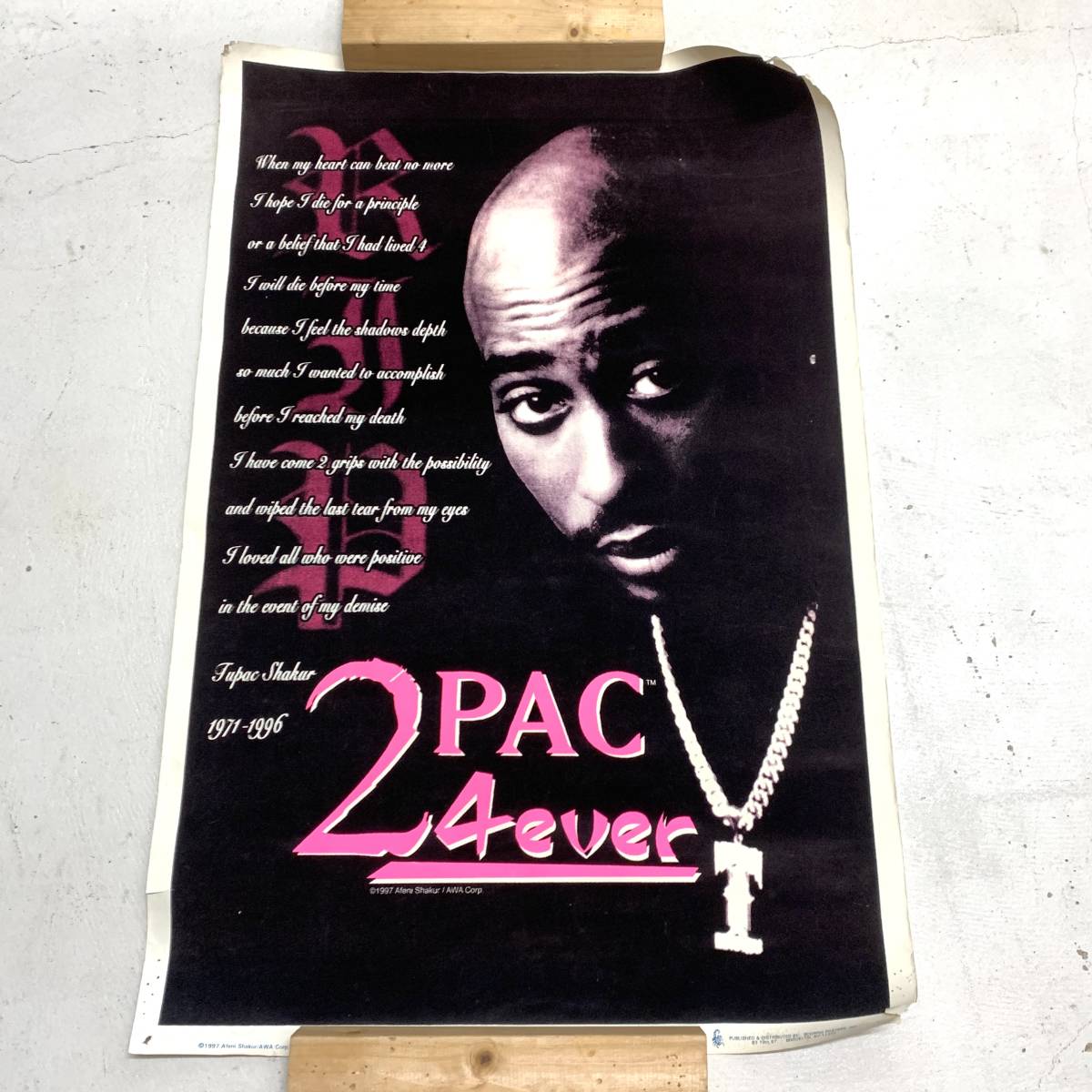 2PAC ポスター HIPHOP アーティスト ミュージシャン ラッパー ベルベット ベロア 4ever 当時物 90s 1997年 ヴィンテージ ブルーライト 光