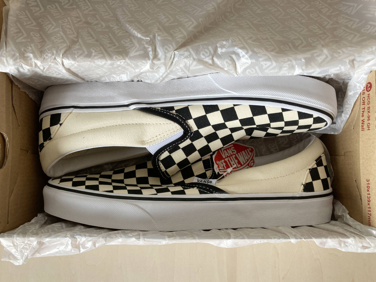 23.5cm Vans туфли без застежки контрольно-измерительный прибор панель VANS SLIP-ON BLK&WHT CHECKER/WHT US5.5/23.5cm