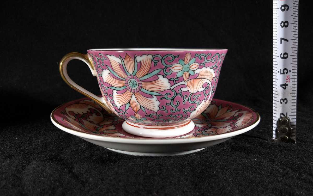 古伊万里 十錦手 花模様 カップ&ソーサー ４客揃 大清乾隆年製 imari china a-58c1170の画像8