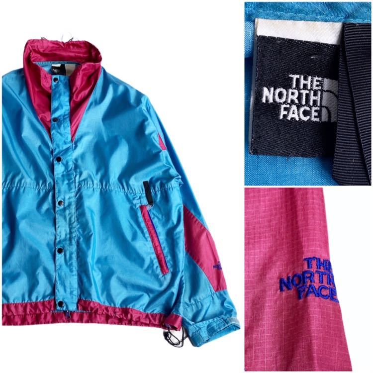 90's THE NORTH FACE ノースフェイス ヴィンテージ アウトドア ナイロン ジャケット extreme サックス ピンク クレイジーパターン HIPHOP_画像1