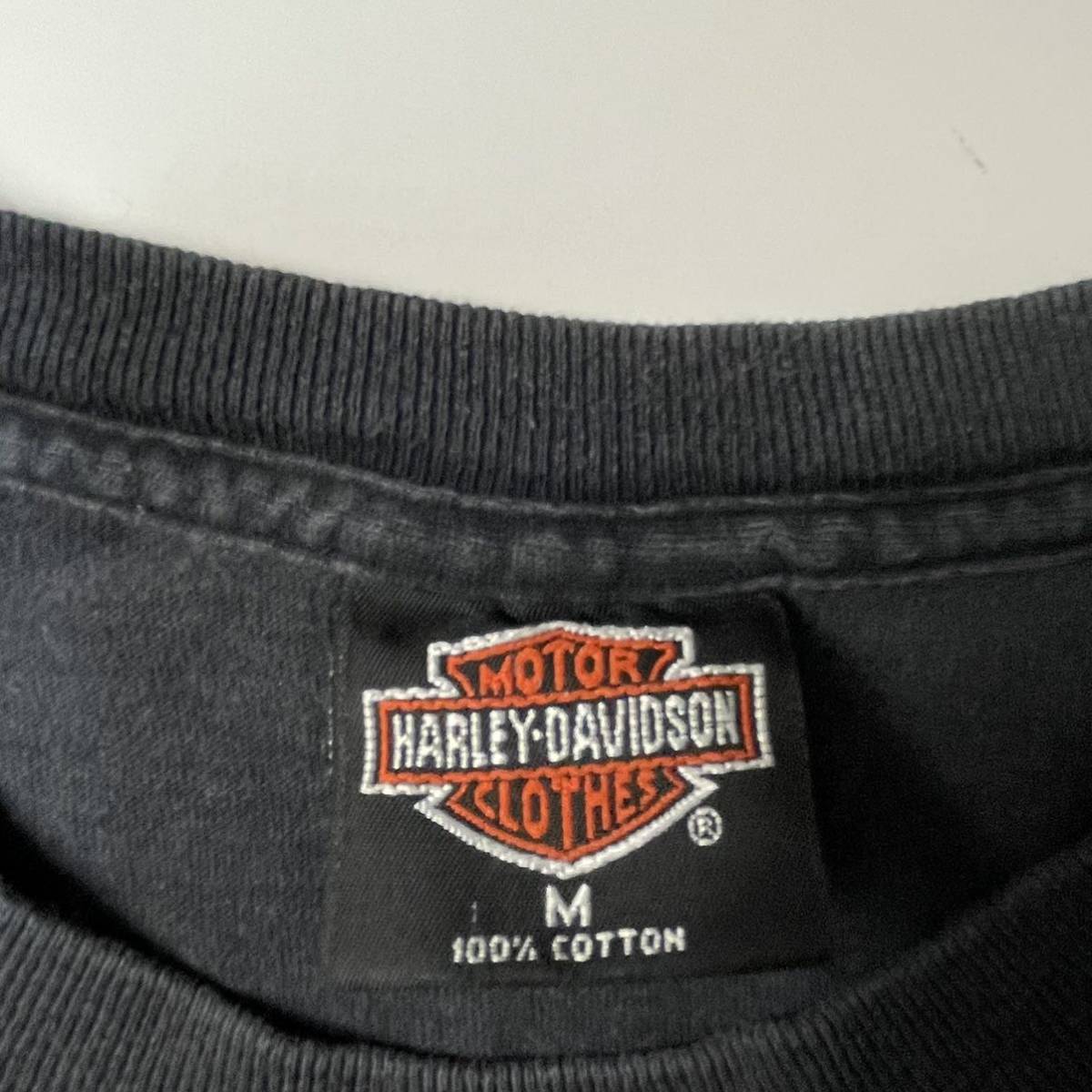 USA製 90s レアプリント ヴィンテージ ハーレーダビッドソン 半袖Tシャツ size M ダークネイビー 墨黒 ラスベガス HarleyDavidson 古着