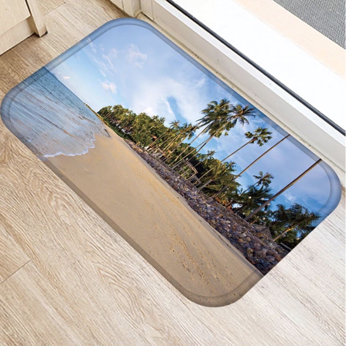 40×60/ビーチ/マット 玄関 キッチン トイレ/海 波 マリン ダイビング サーフ ハワイ バリ カルフォルニア ビーチ サーフィン 海岸 ヤシ