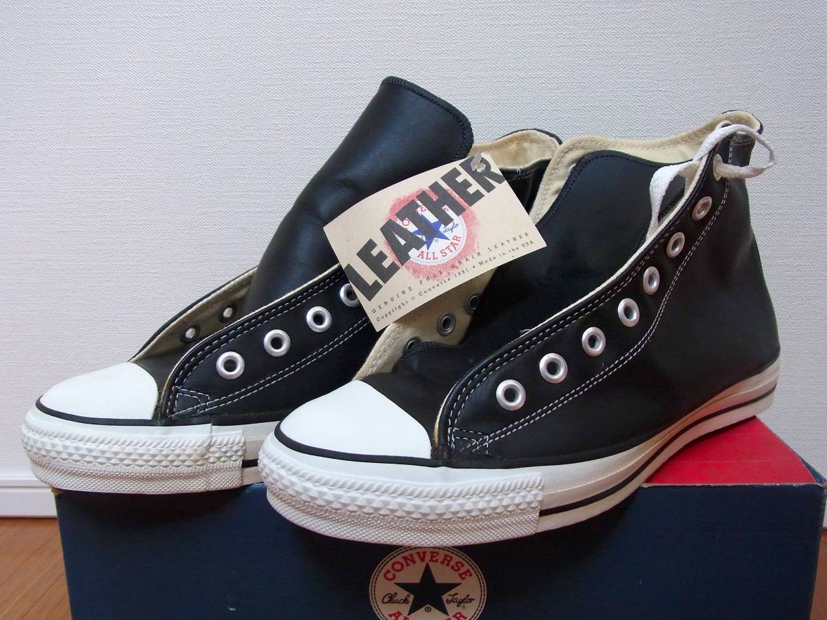 converse made in USA コンバース チャックテイラー all star レザー ブラック アメリカ製 vintage 8h 27cm 新品未使用品 ビンテージ