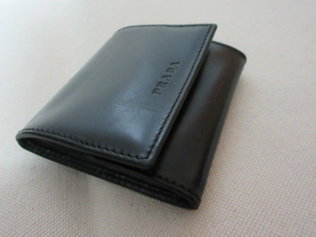 プラダ PRADA 本革 コインケース S ブラック 財布（中古）_画像1