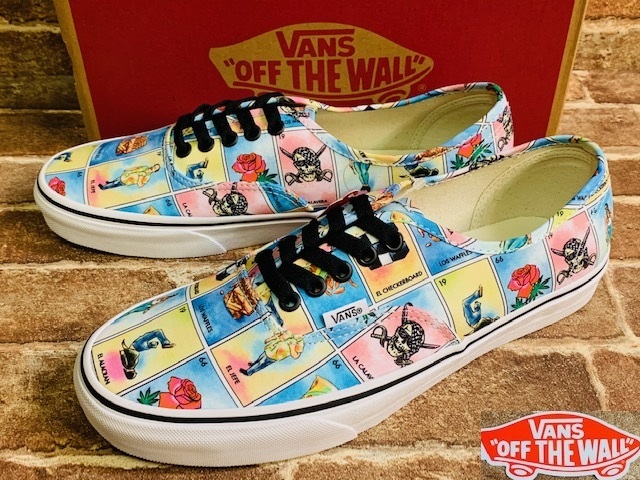 ★新品/USA企画！バンズ.VANS.オーセンティック.総柄.スニーカー.26,5cm.箱付き.アメカジロックバイカー.西海岸LAビンテージサーフスタイル_画像1