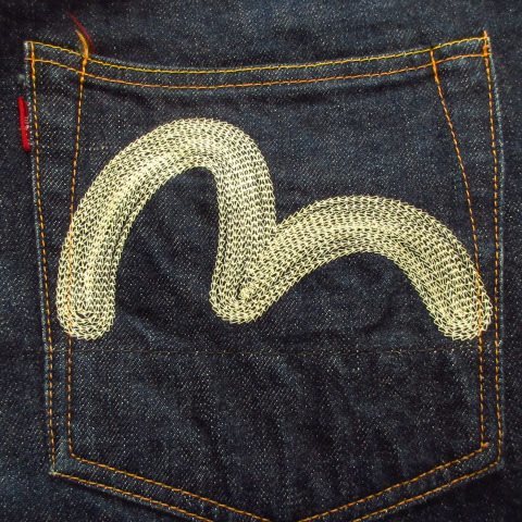 美品 エヴィス EVISU 最初期モデル 2001 No.2 デニム パンツ ジーンズ カモメ刺繍 虎耳 セルビッチ ビンテージ 33×35 インディゴ メンズ_画像4