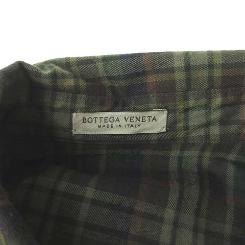 ボッテガヴェネタ BOTTEGA VENETA 国内正規品 美品 チェック 切替 ネル シャツ 長袖 カーキ系 イタリア製 42 16 1/2 L位_画像4