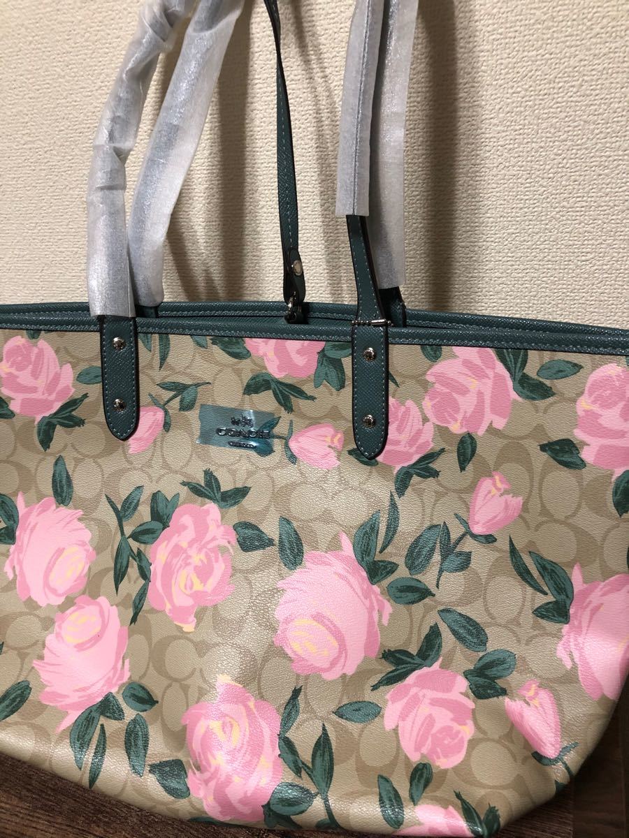 新品 COACH コーチ 薔薇 リバーシブル トートバッグ|PayPayフリマ
