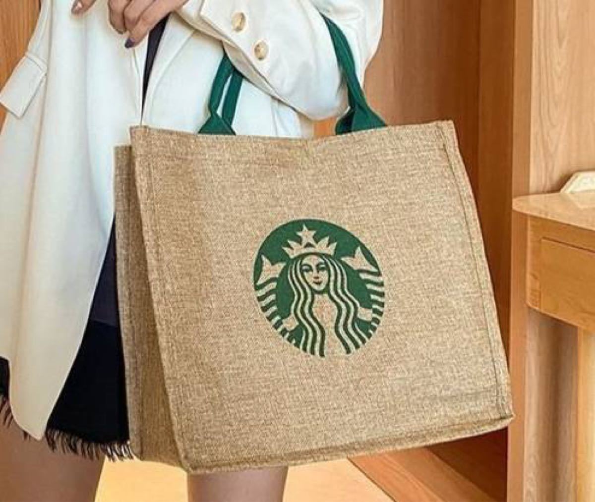 追跡有★STARBUCKS かごバッグ風 トートバッグ スターバックス トートバッグ STARBUCKS スタバ スターバックス