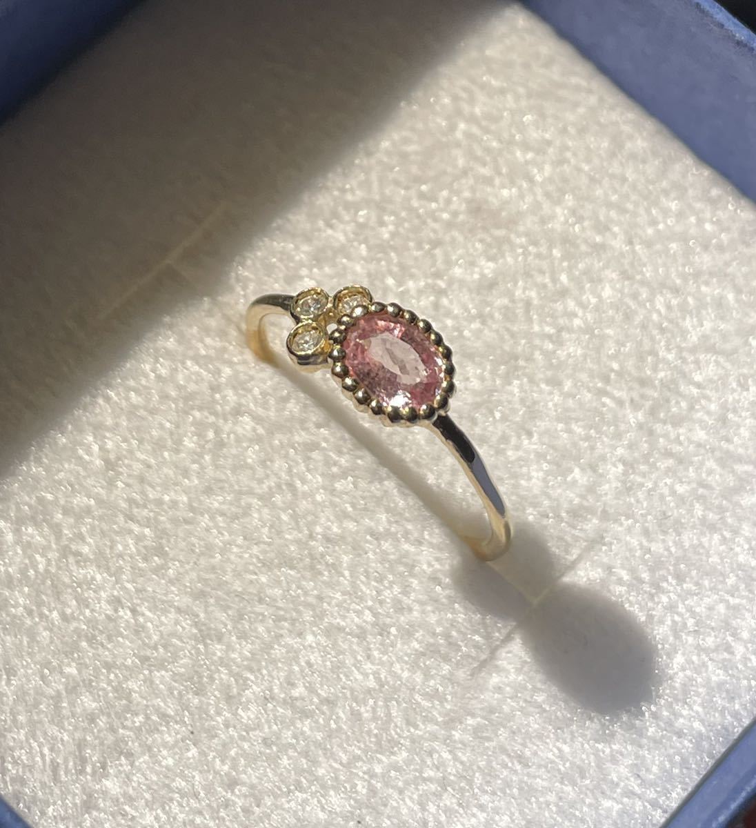 Shin Jewelry ピンクサファイア ダイヤモンド リング K10 天然石 ミル