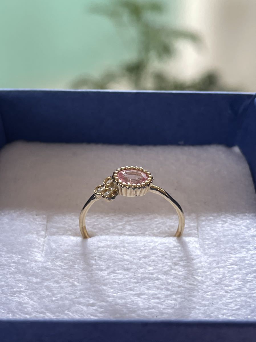 Shin Jewelry ピンクサファイア ダイヤモンド リング K10 天然石 ミル