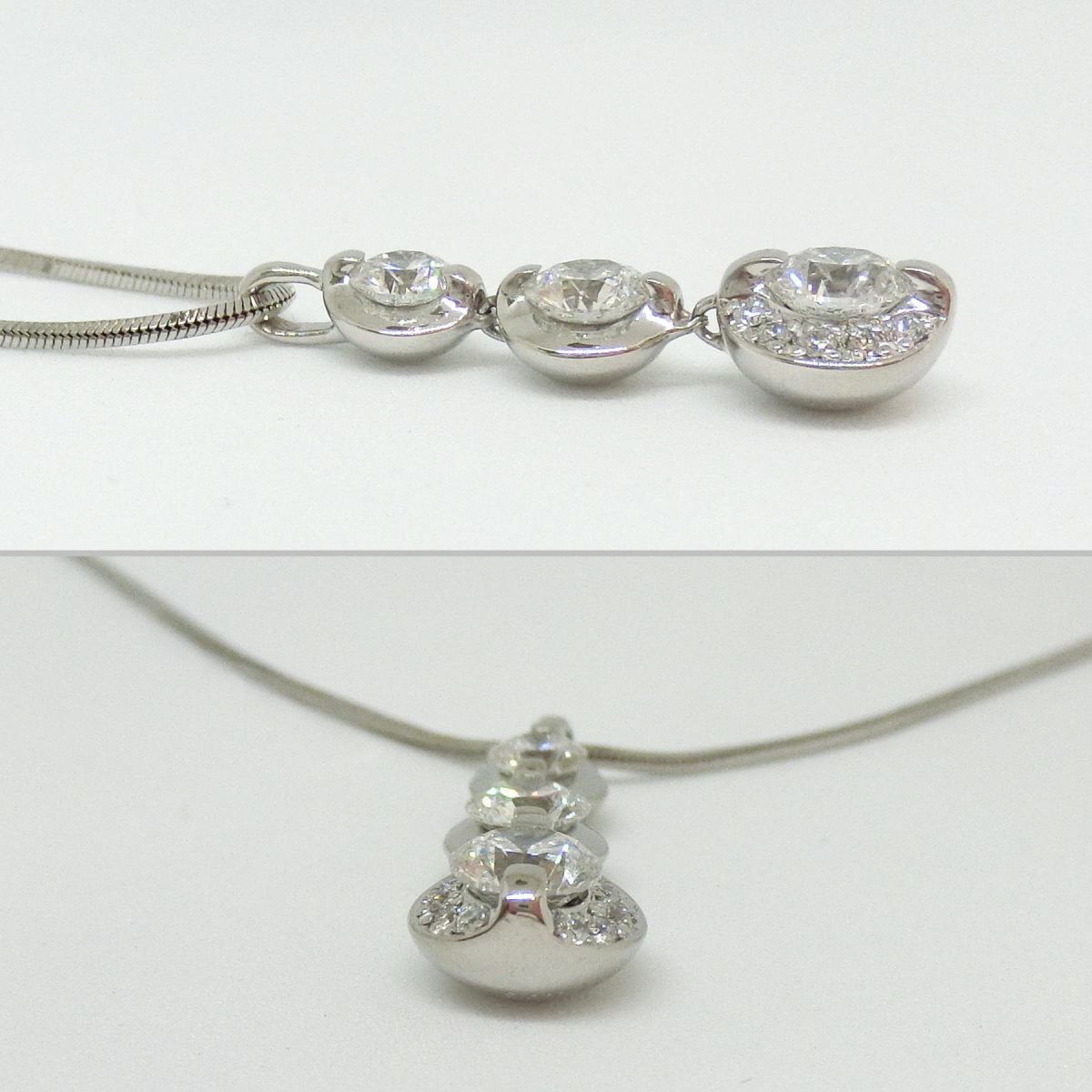 トリロジーTRILOGY プラチナ ネックレス ダイヤモンド 3連 ☆美品