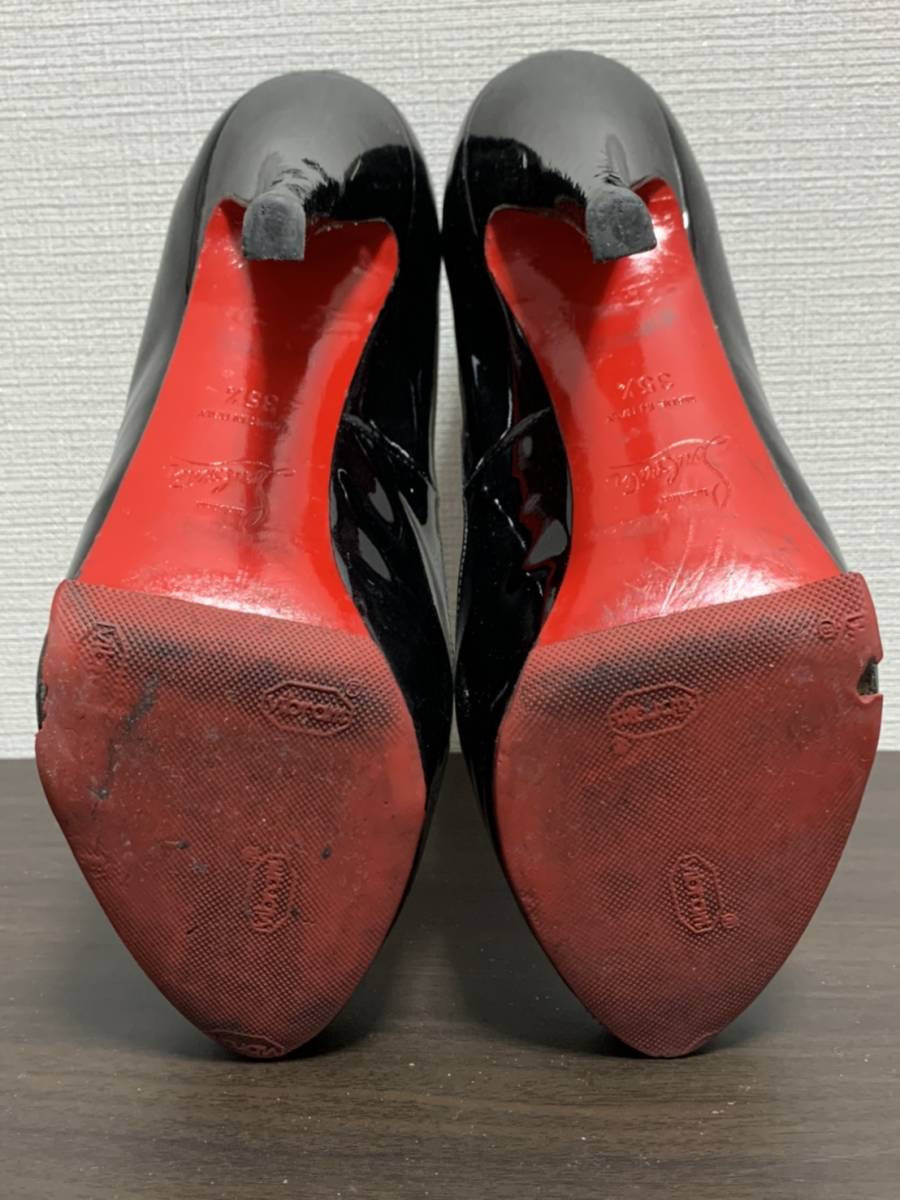 [Christian Louboutin] VERY PRIVE 120 PATENT CALF パテントヒールパンプス 35.5 イタリア製 ブラック クリスチャン ルブタン_画像8