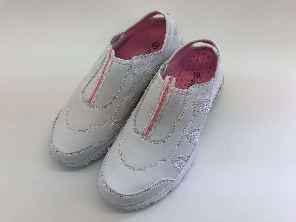 CWD1017　新品、シューズ、靴、介護、看護、エアー、23.0cm、ホワイト×ピンク_画像1