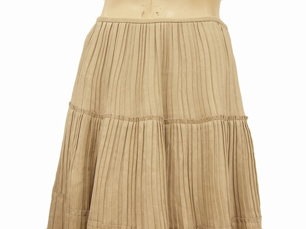 U beautiful goods * SunaUna *sunauna* beige group * pleat processing * suede style * soft flair skirt *38 number (M*9 number )/ lady's 