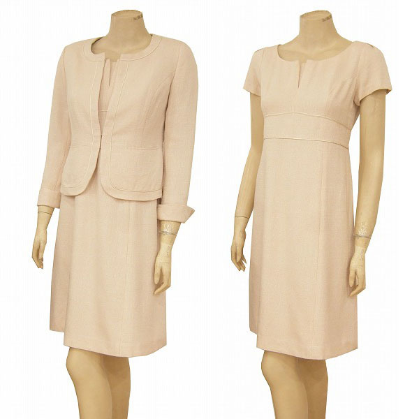 UM beautiful goods *J Press *J.PRESS* pink beige * high class silk ( silk ).* One-piece suit *11 number (L*40 number )/ go in . type / The Seven-Five-Three Festival / formal 