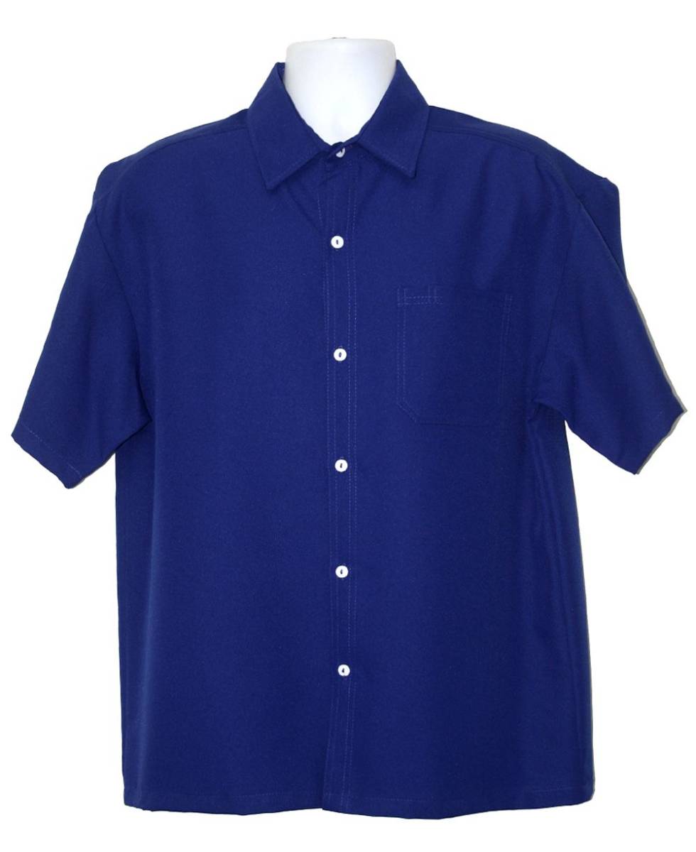 米国製 【XL】 CALTOP キャルトップ 無地 プレーン 半袖 ボタンシャツ 青 ブルー オールドスクール 西海岸 ギャング コンプトン USA正規品