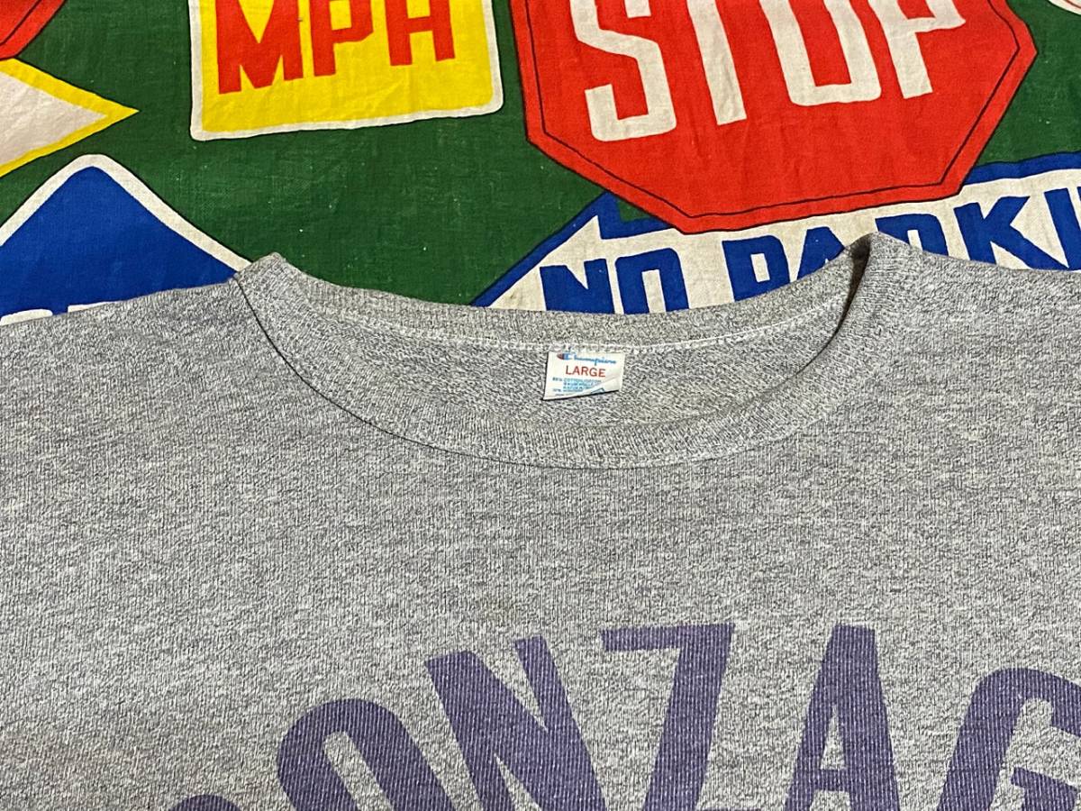 * необычный фиолетовый. пятно включая принт *Made in USA производства America производства Champion Champion Vintage колледж футболка 80s80 годы Toriko бирка серый ...L