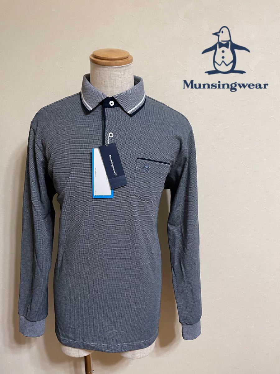 【新品】 Munsingwear golf マンシングウェア ゴルフ ドライ ポロシャツ トップス サイズ3L 長袖 ネイビー デサント SG1338