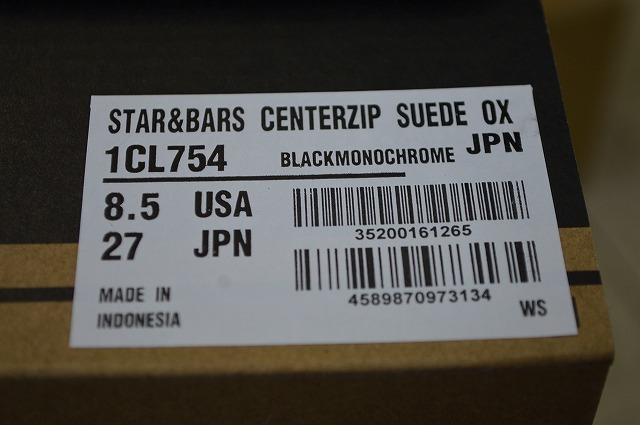 新品未使用 CONVERSE コンバース STAR&BARS CENTERZIP SUEDE OX スター＆バーズ センタージップ スエード OX ￥16,500 ブラック US8.5 27_画像9
