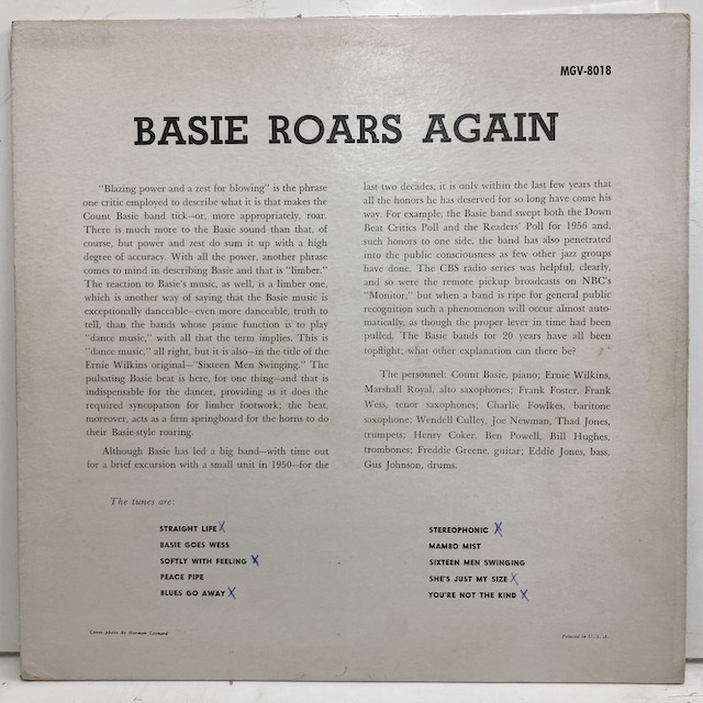 ■即決 Count Basie / Basie Roars Again USオリジナル Dg MONO 28634 カウント・ベイシー 良好盤_画像4