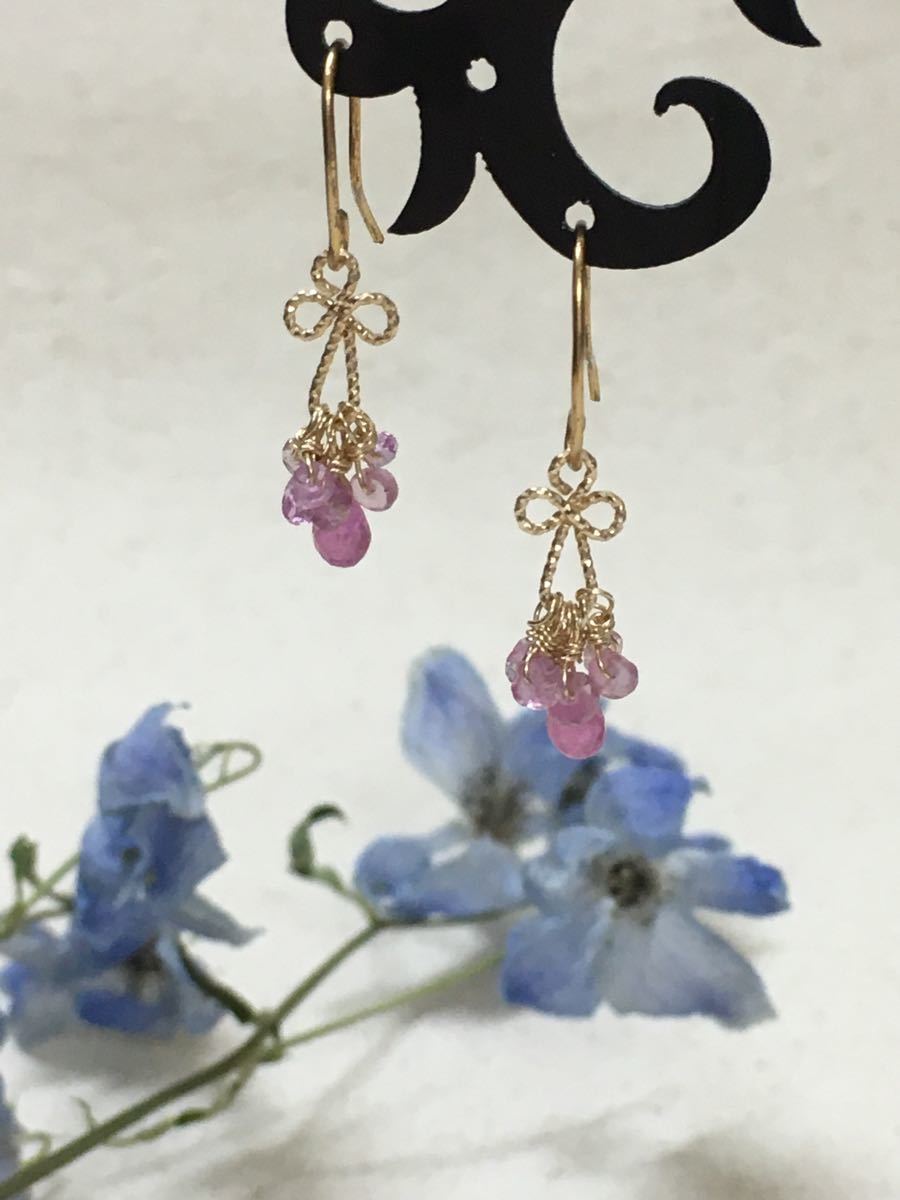 Paypayフリマ ピンクサファイア 花束ピアスorイヤリング ハンドメイドピアス Paypayフリマ ピンクサファイア 花束ピアスorイヤリング ハンドメイドピアス