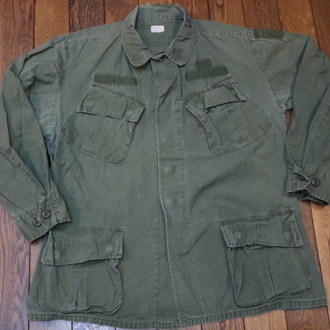 70s 米軍 U.S.ARMY ジャングルファティーグ ジャケット 4th Medium-Regular オリーブ リップストップ ミリタリー シャツ ヴィンテージ_画像2