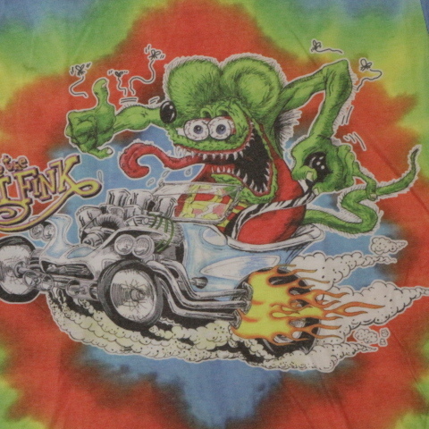 RAT FINK ラットフィンク タイダイ Tシャツ S Ed Roth エドロス キャラクター アメ車 バイク アメコミ mooneyes ロゴ イラスト _画像2