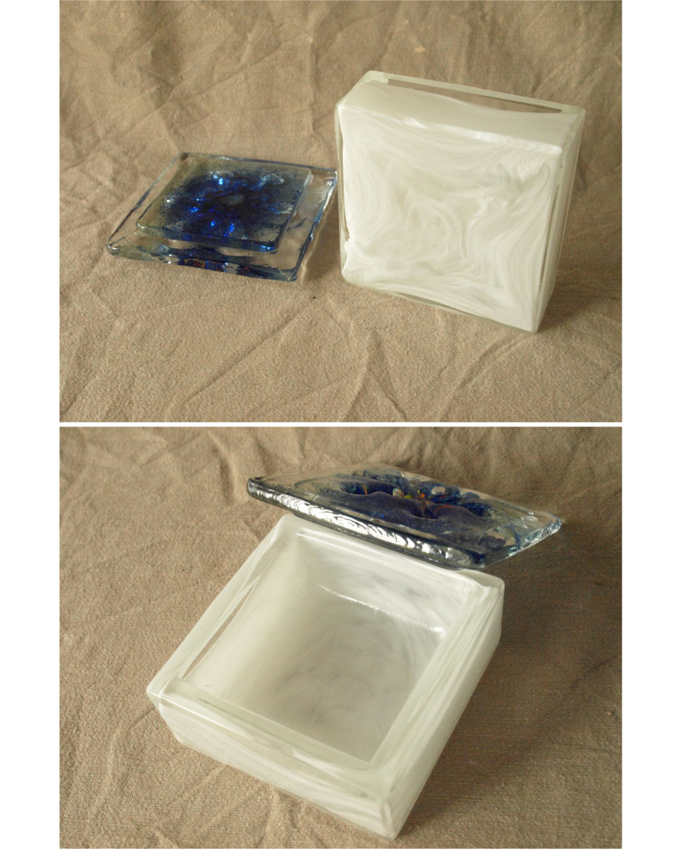 グラスアート小物入 花瓶3点セット アートガラス ジュエリーボックス リングピロー 収納 ガラス ステンドグラス 押花ドライフラワー_画像8