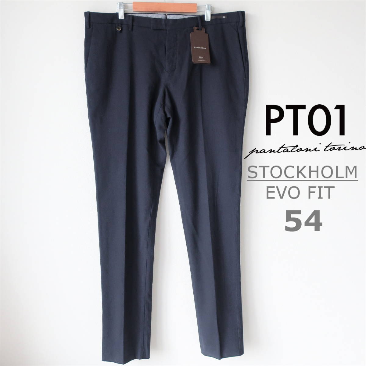  tag equipped PT01pi- tea Zero Uno men's chinos EVO FIT slim stretch weave cloth slacks dark blue dark navy 54 3XL