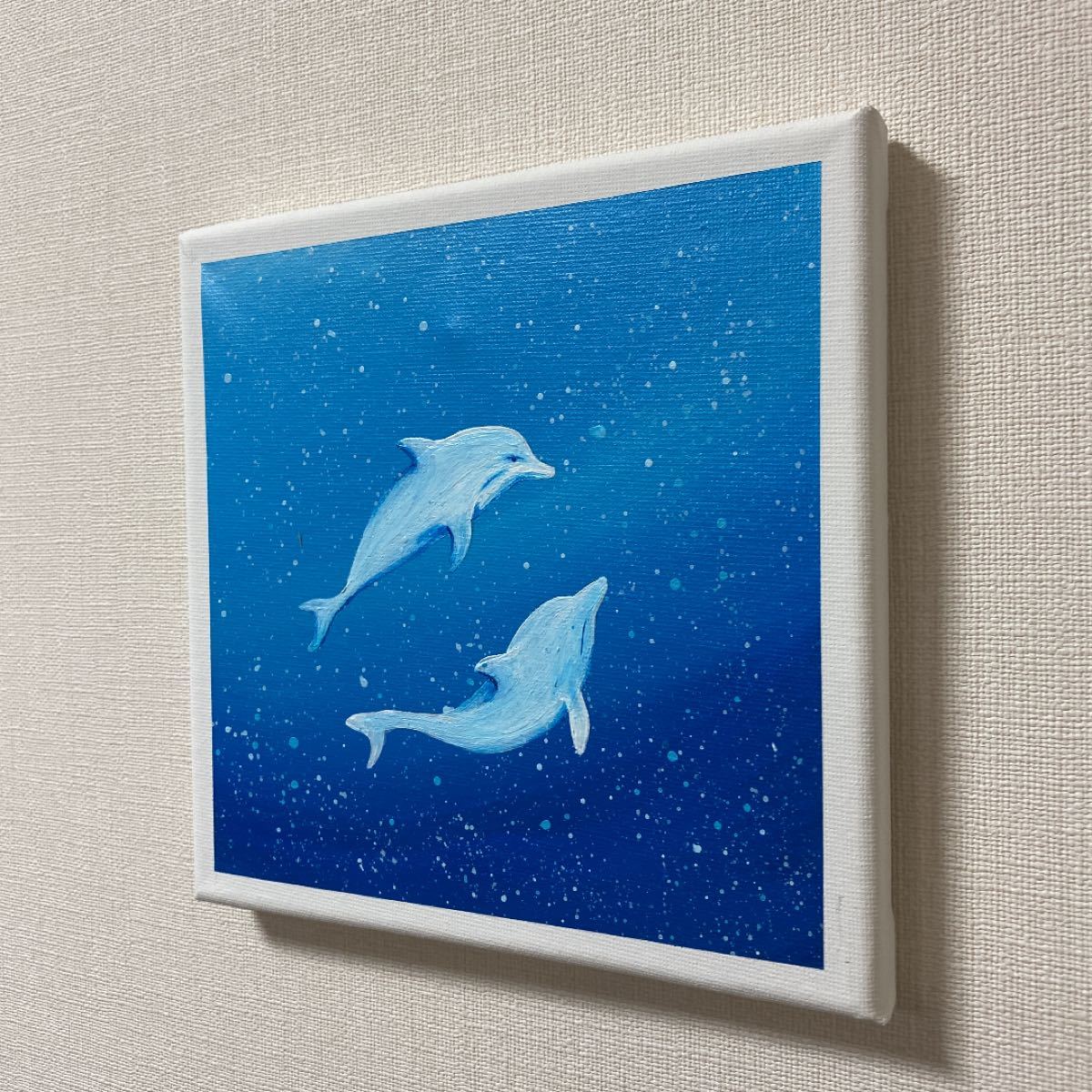 Paypayフリマ キャンバス 手書きアート 白イルカ Paypayフリマ キャンバス 手書きアート 白イルカ