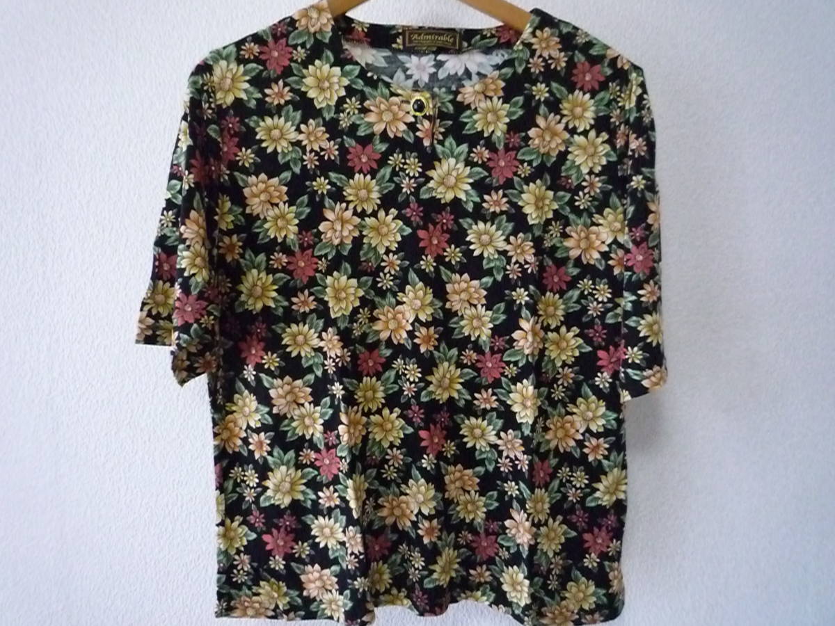 花柄 日本最大の 激安セール 半袖 Tシャツ カットソー 黒 LL 送料無料