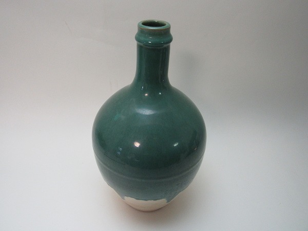 YG03707 【 古い陶器花瓶色絵箱無】 検) いけばな一輪挿し花器花活花