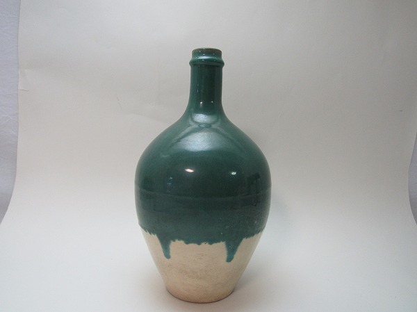 YG03707 【 古い陶器花瓶色絵箱無】 検) いけばな一輪挿し花器花活花