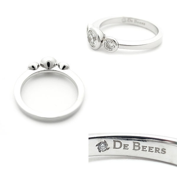 [ green shop pawnshop ] De Beers diamond ring trilogy K18WG[ used ]