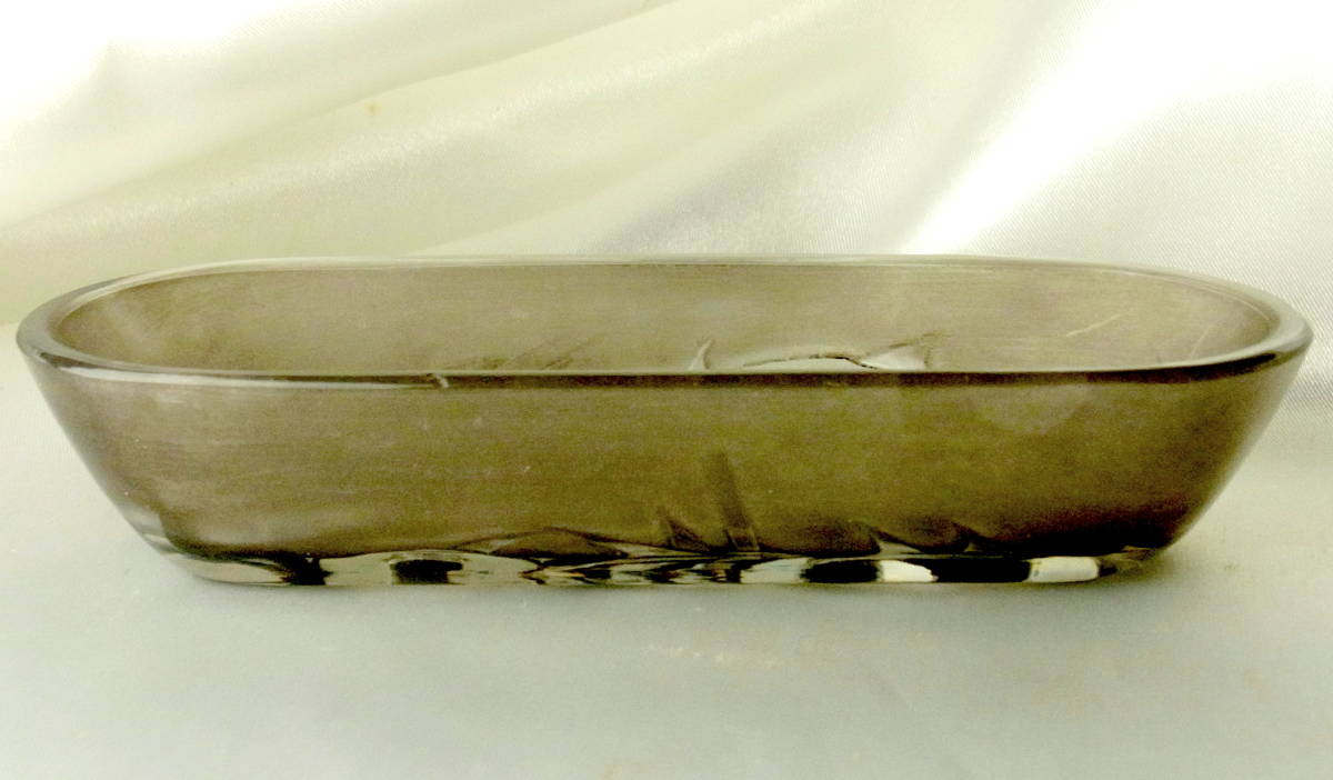 稀少 1920年 RENE LALIQUE ルネ・ラリック EPINES イバラ パチネ装飾 ピントレイ 楕円小皿 アンティーク
