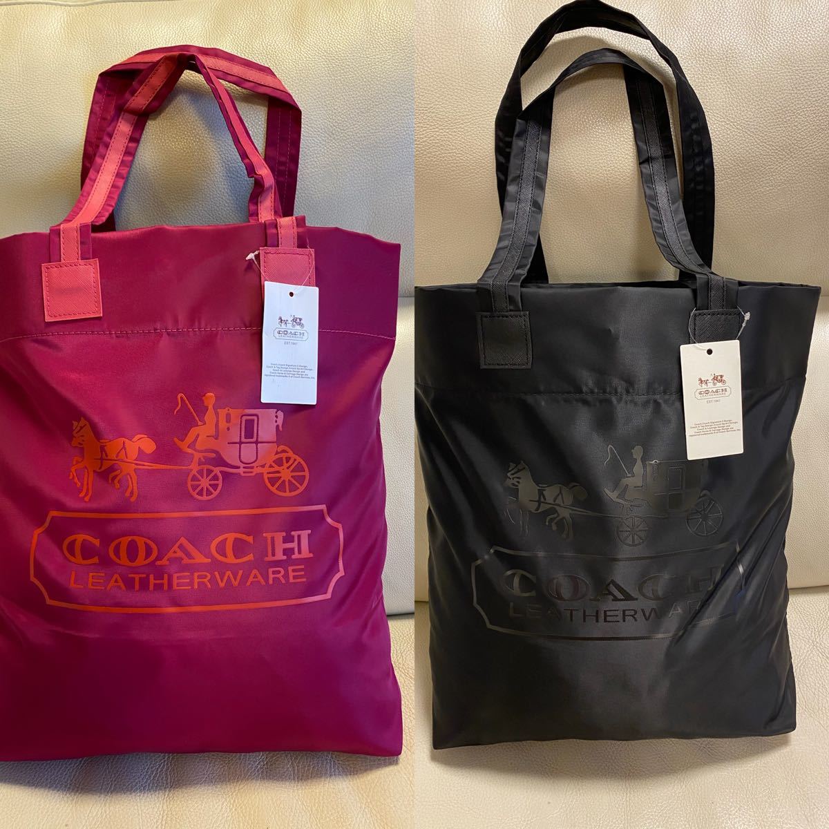 2点セット&新品未使用 コーチ エコバッグ トートバッグ 黒と 2点セット&新品未使用 コーチ エコバッグ トートバッグ 黒と