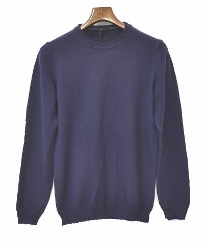 bellwood（ベルウッド）CREW NECK SWEATER クルーネックセーター ニット NAVY 46 エルボーパッチ 長袖 MADE IN ITALY_画像1