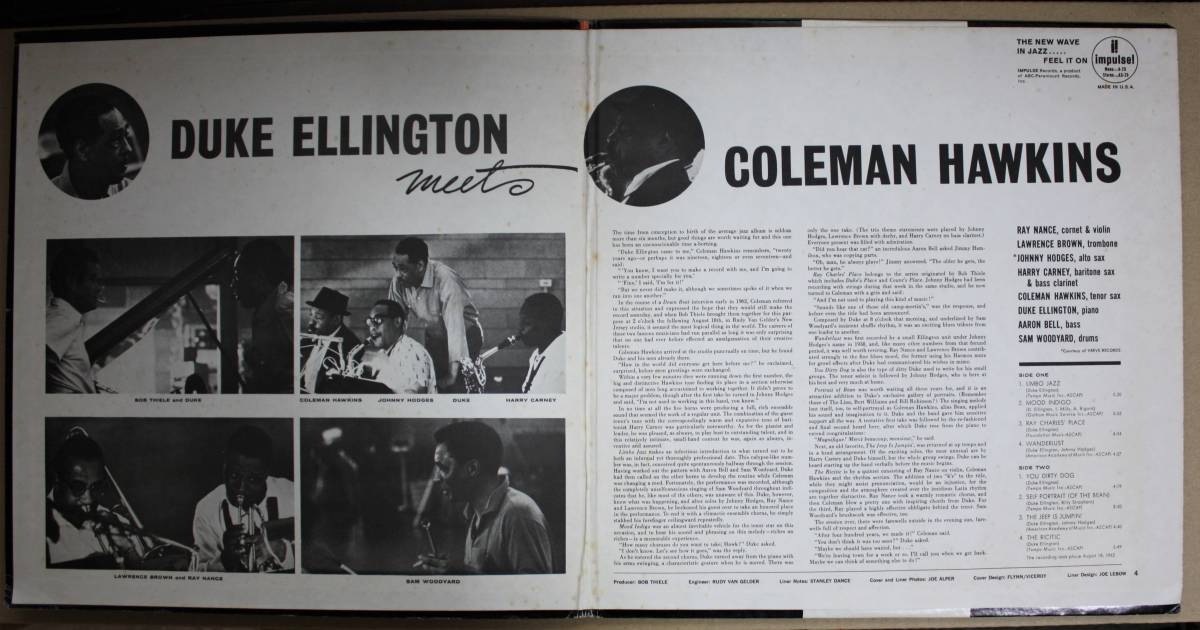 Duke Ellington Meets Coleman Hawkins / US盤 impulse! A-26_画像3